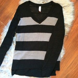 No Boundaries Black and Gray Striped Sweater